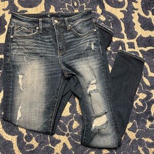 Buckle Dark Blue Distressed Skinny Jeans